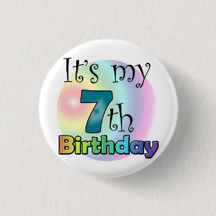 Blauwe It's my 7th Birthday Ronde Button 3,2 Cm