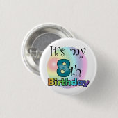 Blauwe It's my 8th Birthday Ronde Button 3,2 Cm (Voorkant /achterkant)