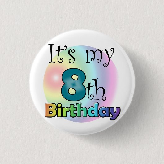 Blauwe It's my 8th Birthday Ronde Button 3,2 Cm (Voorkant)