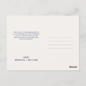 Blauwe ivoor foto bruiloft Dank u Briefkaart (Achterkant)