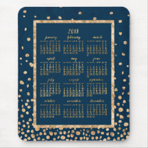 Blauwe Jaarlijkse Kalender 2019 Muismatten Goud Co