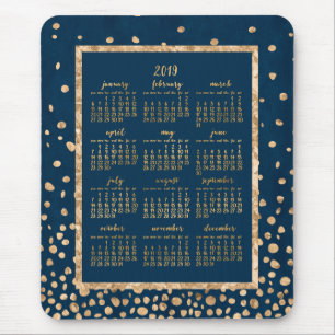 Blauwe Jaarlijkse Kalender 2019 Muismatten Goud Co