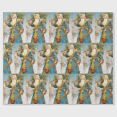  blauwe jachtluipaard met kerstboom cadeaupapier (Vlak)