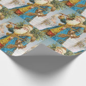 blauwe jachtluipaard met kerstboom cadeaupapier (Hoek)