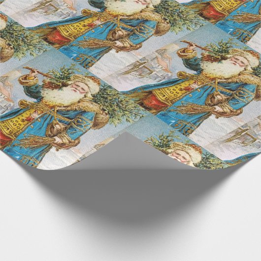  blauwe jachtluipaard met kerstboom cadeaupapier (Hoek)