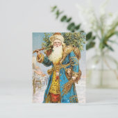  blauwe jachtluipaard met kerstboom feestdagenkaart (Staand voorkant)