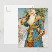  blauwe jachtluipaard met kerstboom feestdagenkaart (Voorkant / Achterkant)