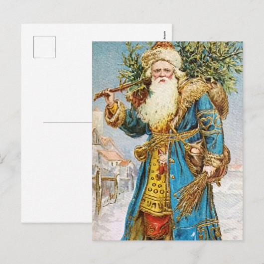  blauwe jachtluipaard met kerstboom feestdagenkaart (Voorkant / Achterkant)