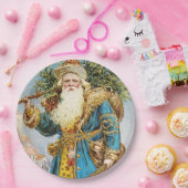 blauwe jachtluipaard met kerstboom papieren bordje (Feest)