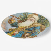 blauwe jachtluipaard met kerstboom papieren bordje (Gekanteld)