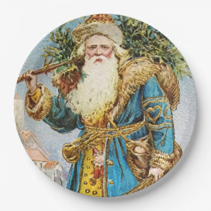 blauwe jachtluipaard met kerstboom papieren bordje