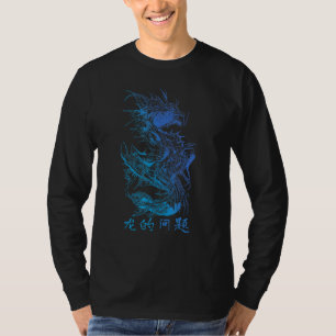 Blauwe Japanse Aziatische Chinese Draak Esthetisch T-shirt