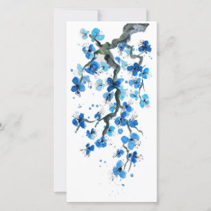 Blauwe Japanse Bloesem Briefkaart