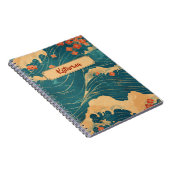 Blauwe Japanse Golf Kersenbloesems Classic Patroon Notitieboek (Rechterzijde)