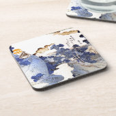  Blauwe Japanse Kunst Bier Onderzetter (Linkerzijde)