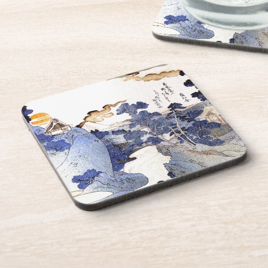  Blauwe Japanse Kunst Bier Onderzetter (Linkerzijde)