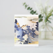  blauwe Japanse kunst Briefkaart (Staand voorkant)