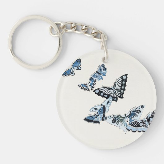 Blauwe japanse vlinder sleutelhanger (Voorkant)