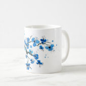 Blauwe Japanse Waterverf Koffiekoffie Mok (Voorkant rechts)