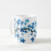Blauwe Japanse Waterverf Koffiekoffie Mok (Voorkant links)