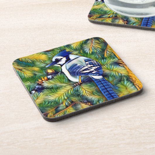 Blauwe jay-afdrukken scannen bier onderzetter (Linkerzijde)