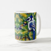 Blauwe jay-afdrukken scannen koffiemok (Voorkant rechts)