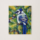 Blauwe jay-afdrukken scannen legpuzzel (Verticaal)