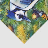 Blauwe jay-afdrukken scannen tissuepapier (Detail)