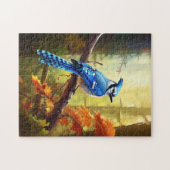 Blauwe Jay Bird Art puzzel (Horizontaal)