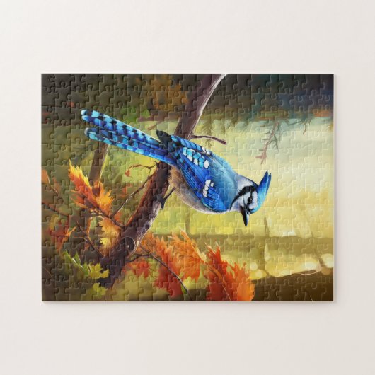 Blauwe Jay Bird Art puzzel Legpuzzel (Horizontaal)
