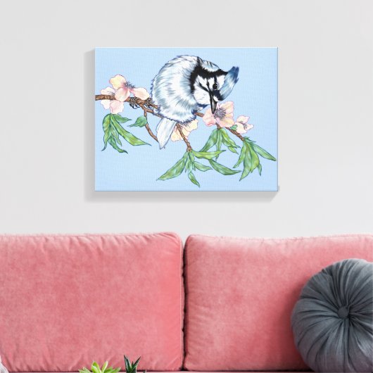 Blauwe jay canvas afdruk (Insitu (Woonkamer))