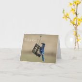 Blauwe Jay denken aan je Kaart (Gele Bloem)