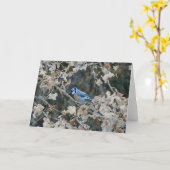  Blauwe Jay in Herfst Art Note Kaart (Gele Bloem)