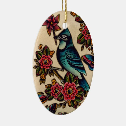 blauwe jay keramisch ornament (Rechts)