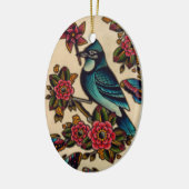 blauwe jay keramisch ornament (Links)