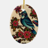 blauwe jay keramisch ornament (Voorkant)