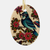 blauwe jay keramisch ornament (Achterkant)