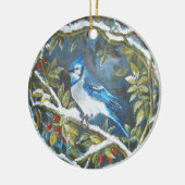 Blauwe jay keramisch ornament (Links)