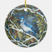 Blauwe jay keramisch ornament (Achterkant)