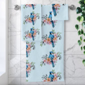 Blauwe Jay Lente Bloemen Bad Handdoek