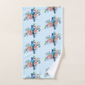 Blauwe Jay Lente Bloemen Bad Handdoek (Handdoek)
