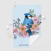 Blauwe Jay Lente Bloemen Golfhanddoek (Insitu)