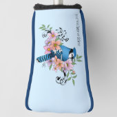 Blauwe Jay Lente Bloemen Golfheadcover (Draai 90)