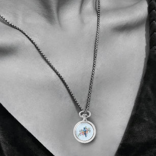 Blauwe Jay Lente Bloemen Horloge