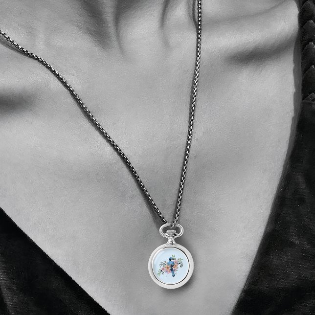 Blauwe Jay Lente Bloemen Horloge (Creator heeft geüpload)