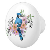 Blauwe Jay Lente Bloemen Keramische Knop (Rechts)