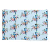 Blauwe Jay Lente Bloemen Kussensloop (Achterkant)