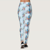 Blauwe Jay Lente Bloemen Leggings (Achterkant)