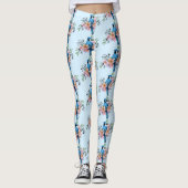 Blauwe Jay Lente Bloemen Leggings (Voorkant)
