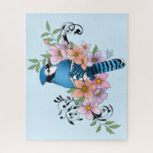 Blauwe Jay Lente Bloemen Legpuzzel (Verticaal)